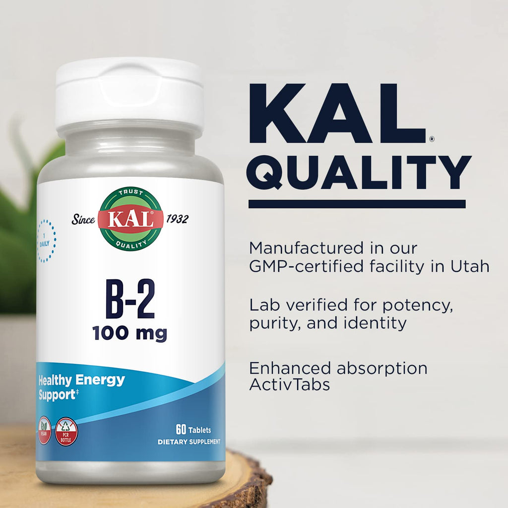 KAL Vitamin B2 100mg Riboflavin Tablets - 60 Count - image 4