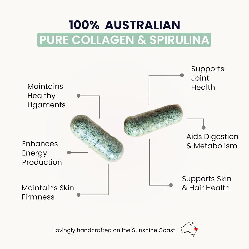 Organic Collagen Australia Pure Collagen & Spirulina - 120 Capsules - image 3