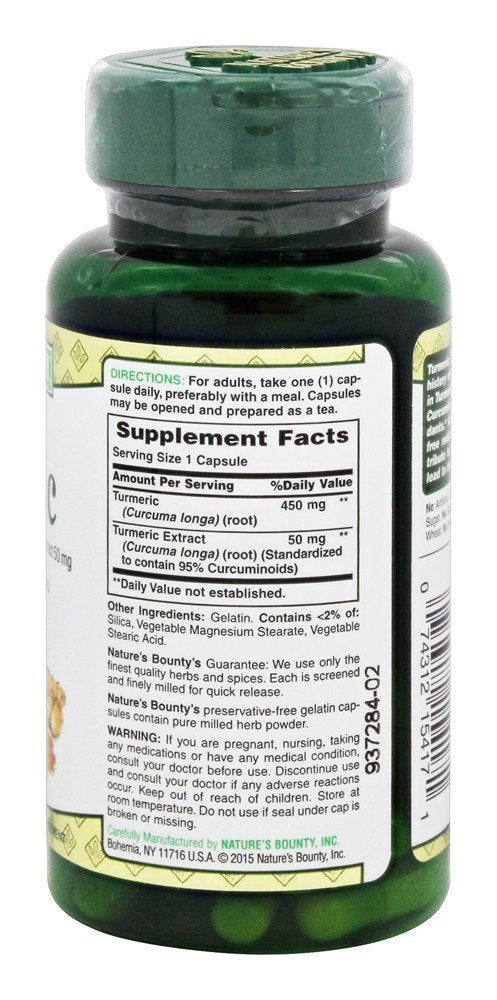 Nature's Bounty Turmeric 450 mg Capsules - 300 Count - image 2