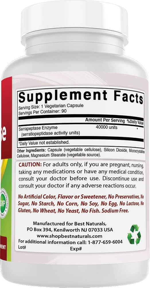 Best Naturals Serrapeptase 40000 SPUs 90 Vegetarian Capsules - image 9