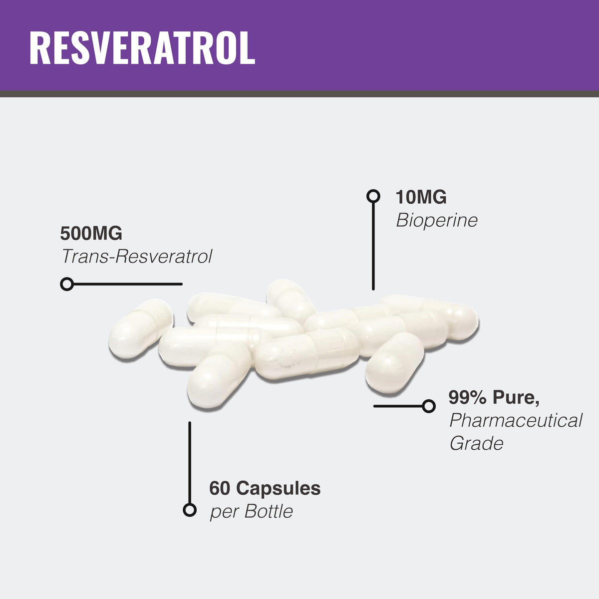 MAAC10 Trans Resveratrol 500mg - 60 Capsules - image 3