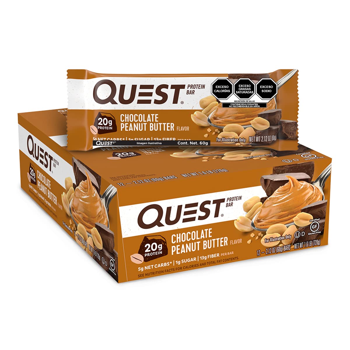 Quest Nutrition Protein Bar Chocolate Peanut Butter - 12 Count