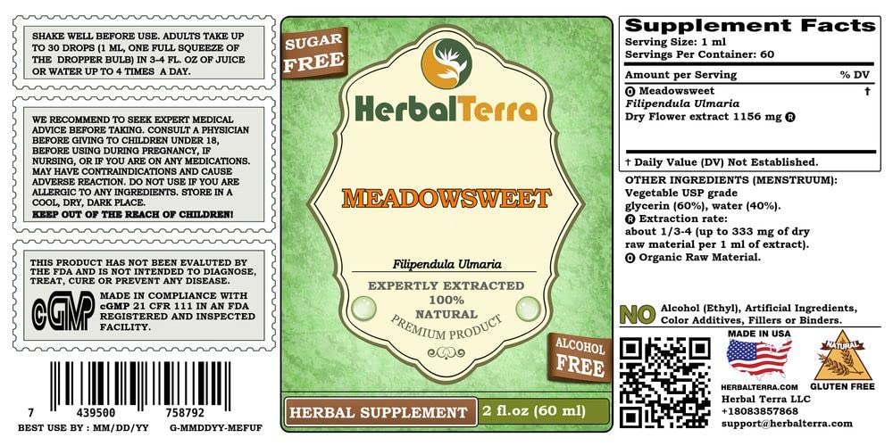 Herbal Terra LLC Meadowsweet (Filipendula Ulmaria) Tincture