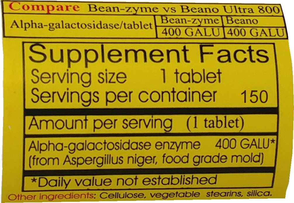 ValuePricedMeds Bean-Zyme Gas Relief Extra Strength - 150 Tablets - image 3