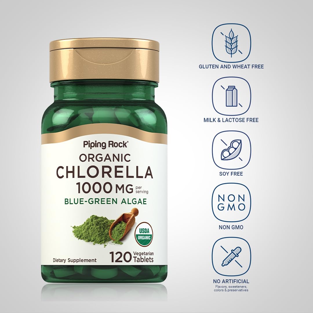 Piping Rock Chlorella 1000mg - 120 Tablets - image 3
