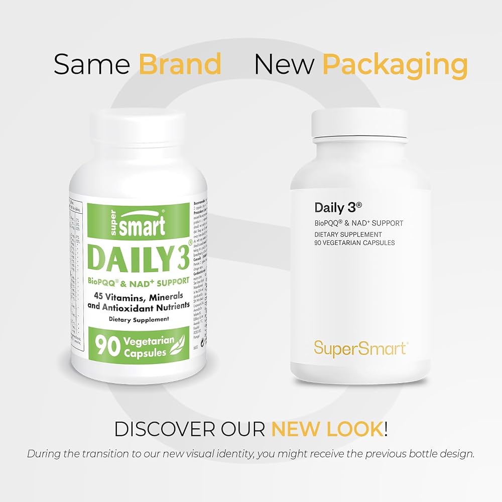 Supersmart Daily3 + Bio PQQ Multivitamin - 90 Vegetarian Capsules - image 2