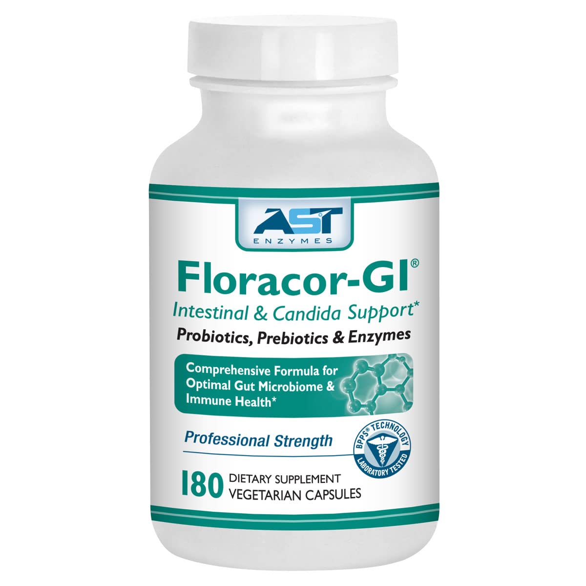 AST Enzymes Floracor Probiotics & Enzymes - 180 Vegetarian Capsules