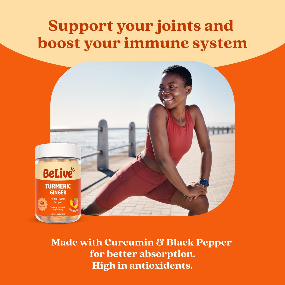 BeLive Turmeric and Ginger Gummies Joint Support - 60 Count - image 5