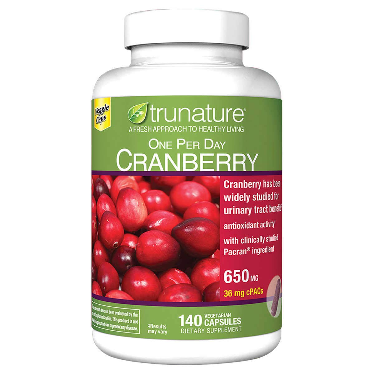 TruNature Cranberry 650 mg - 140 Vegetarian Capsules (3 Pack)