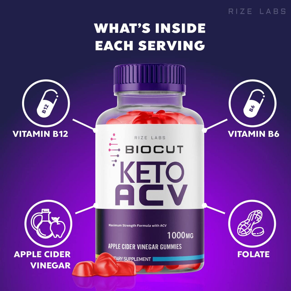 rize labs Biocut Keto ACV Gummies - 180 Gummies - image 4