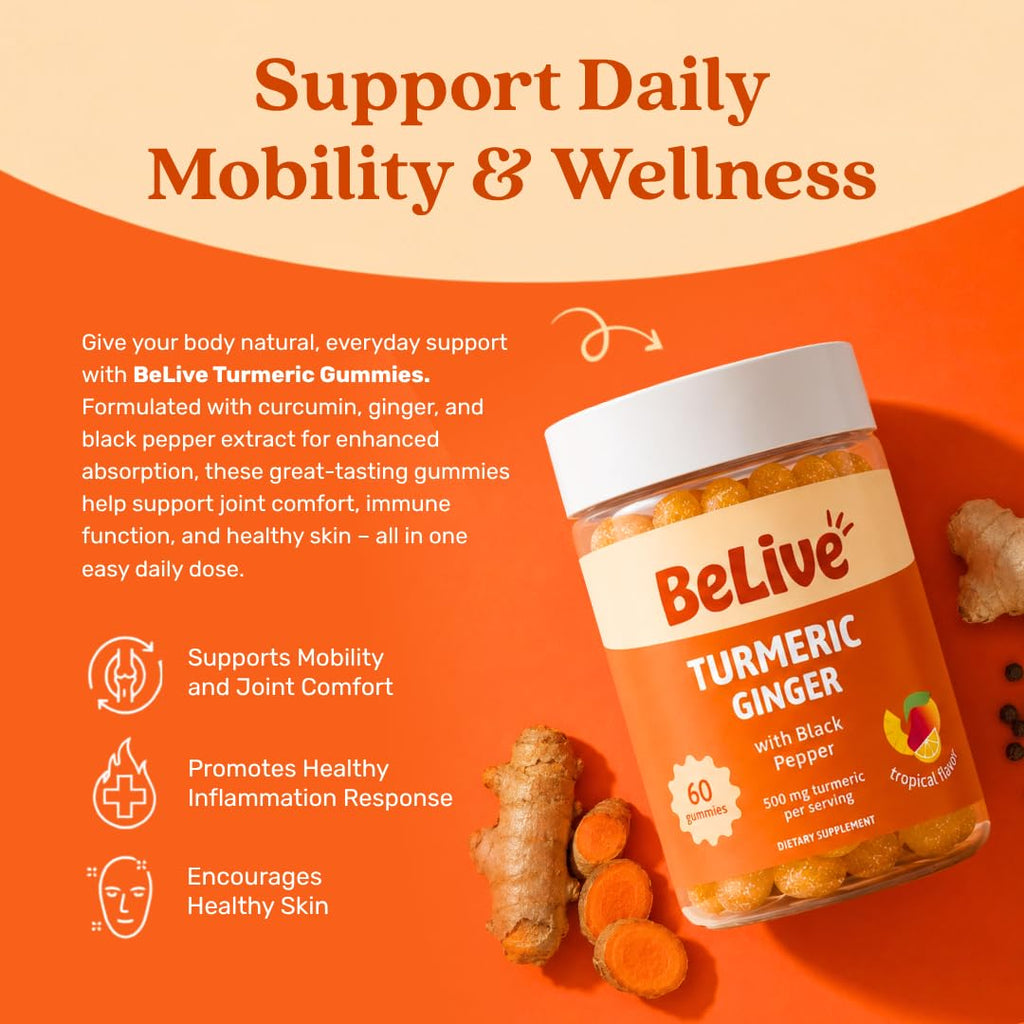 BeLive Turmeric and Ginger Gummies Joint Support - 60 Count - image 3