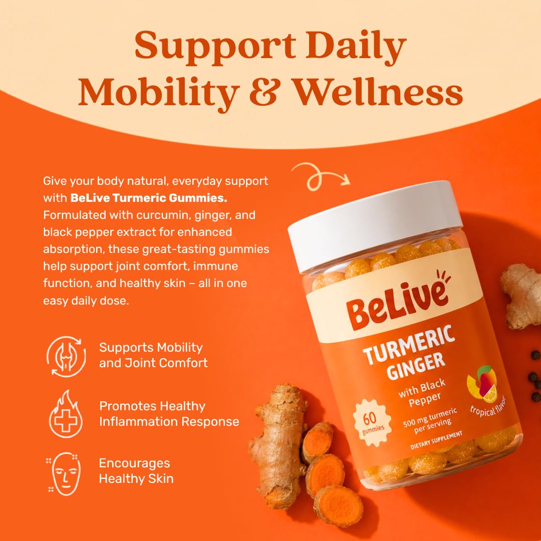 BeLive Turmeric and Ginger Gummies Joint Support - 60 Count - image 3