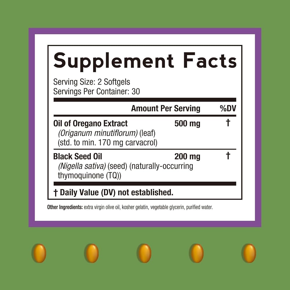Doctor's Recipes Oil of Oregano with Black Seed Oil - 60 Softgels - image 2