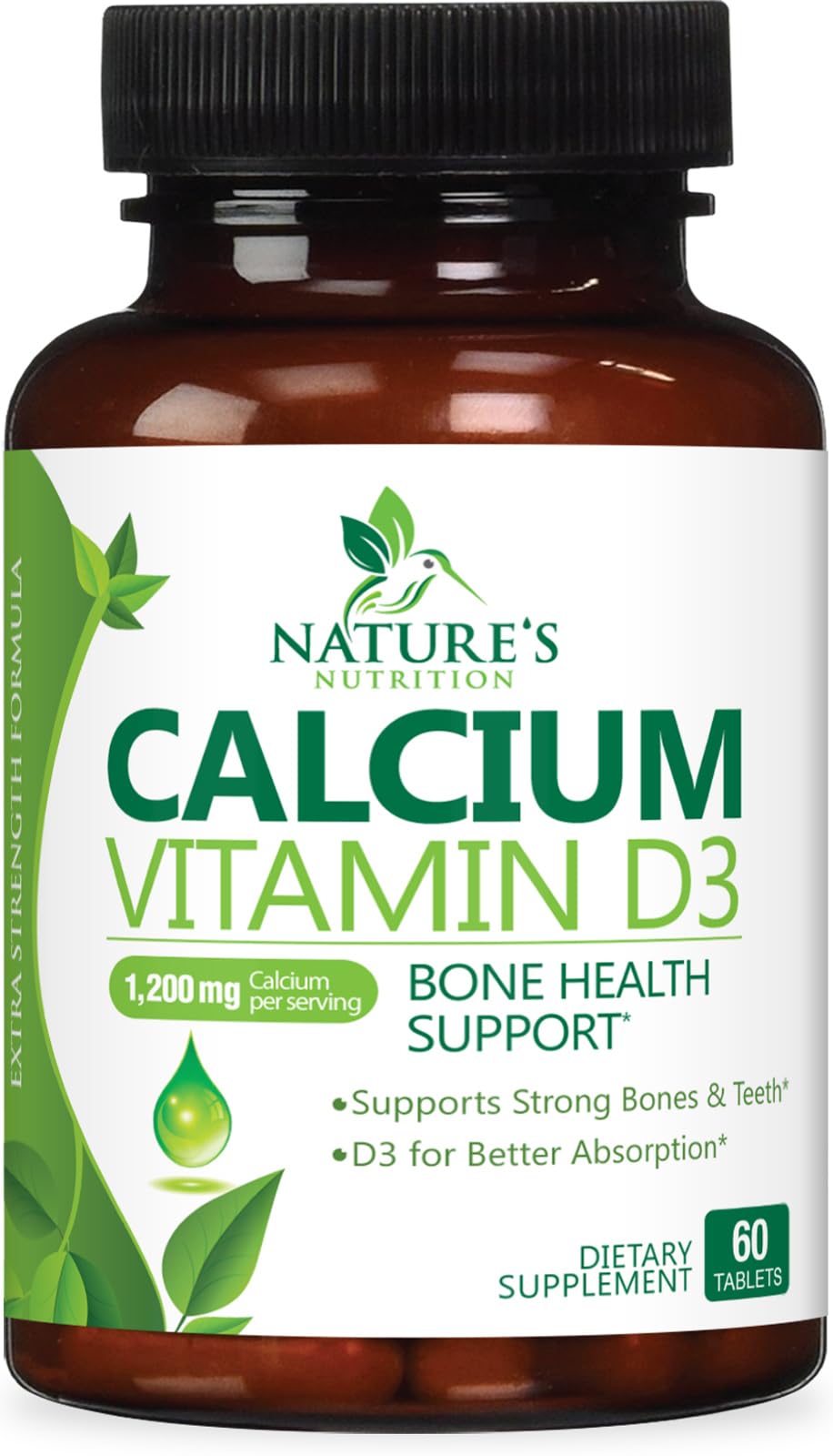 Nature's Nutrition Calcium 1200 mg with Vitamin D3 - Premium Bone