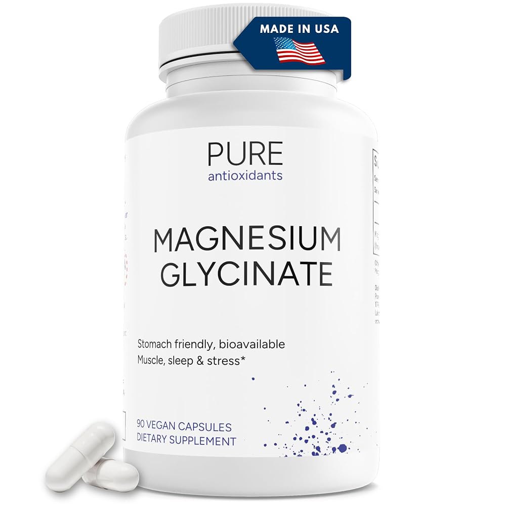 Pure Antioxidants Magnesium Glycinate for Sleep Support - 90 Capsules