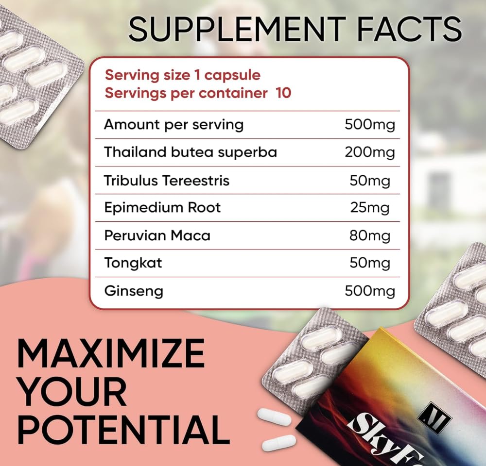 SkyFeel Nutrition Testosterone Booster Daily Energy Support - 10 Capsules - image 2