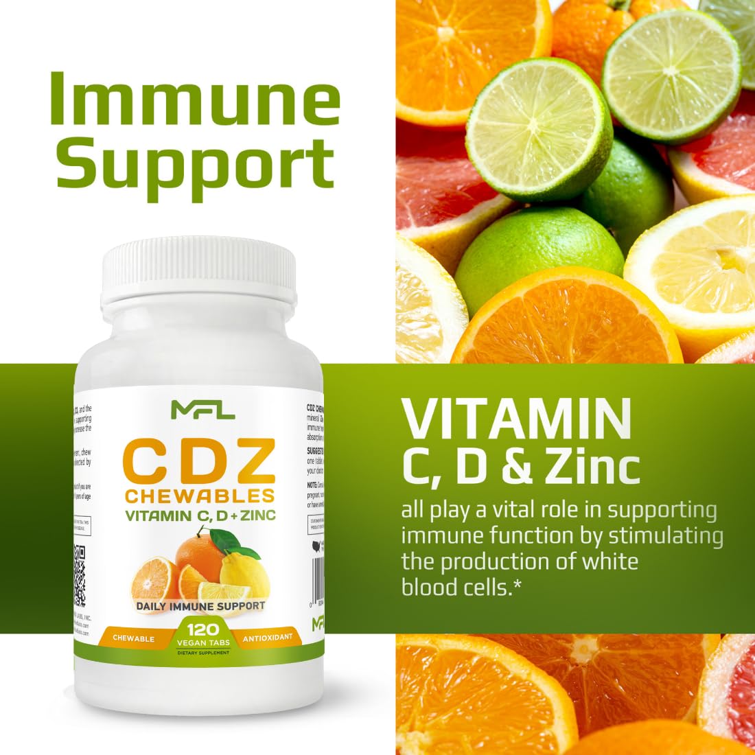 Muscle Food Labs C D Z Chewables Vitamin C 1000mg - 120 Tablets - image 4