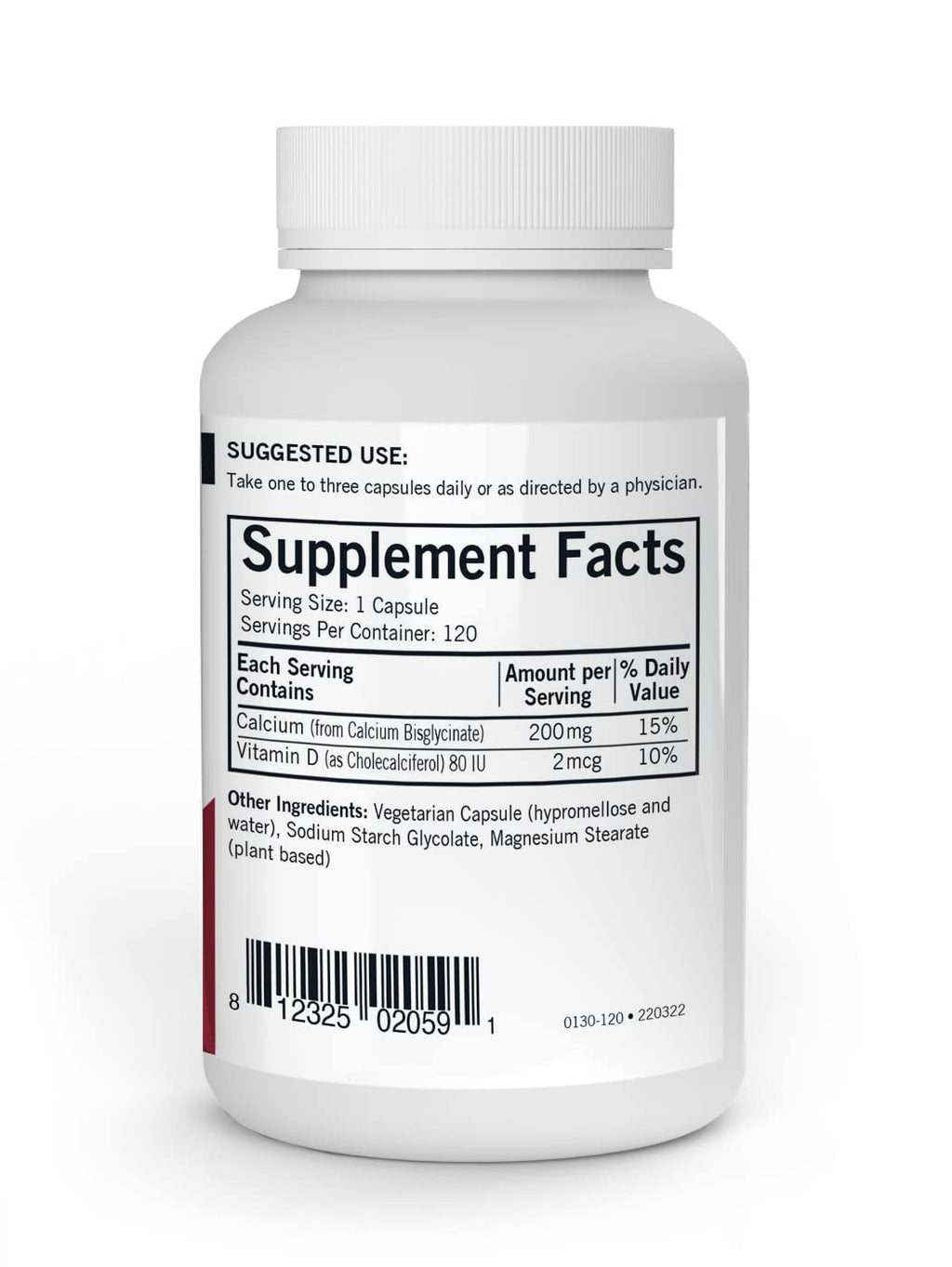 Kirkman Calcium 200 mg with Vitamin D3 - 120 Vegetarian Capsules - image 2