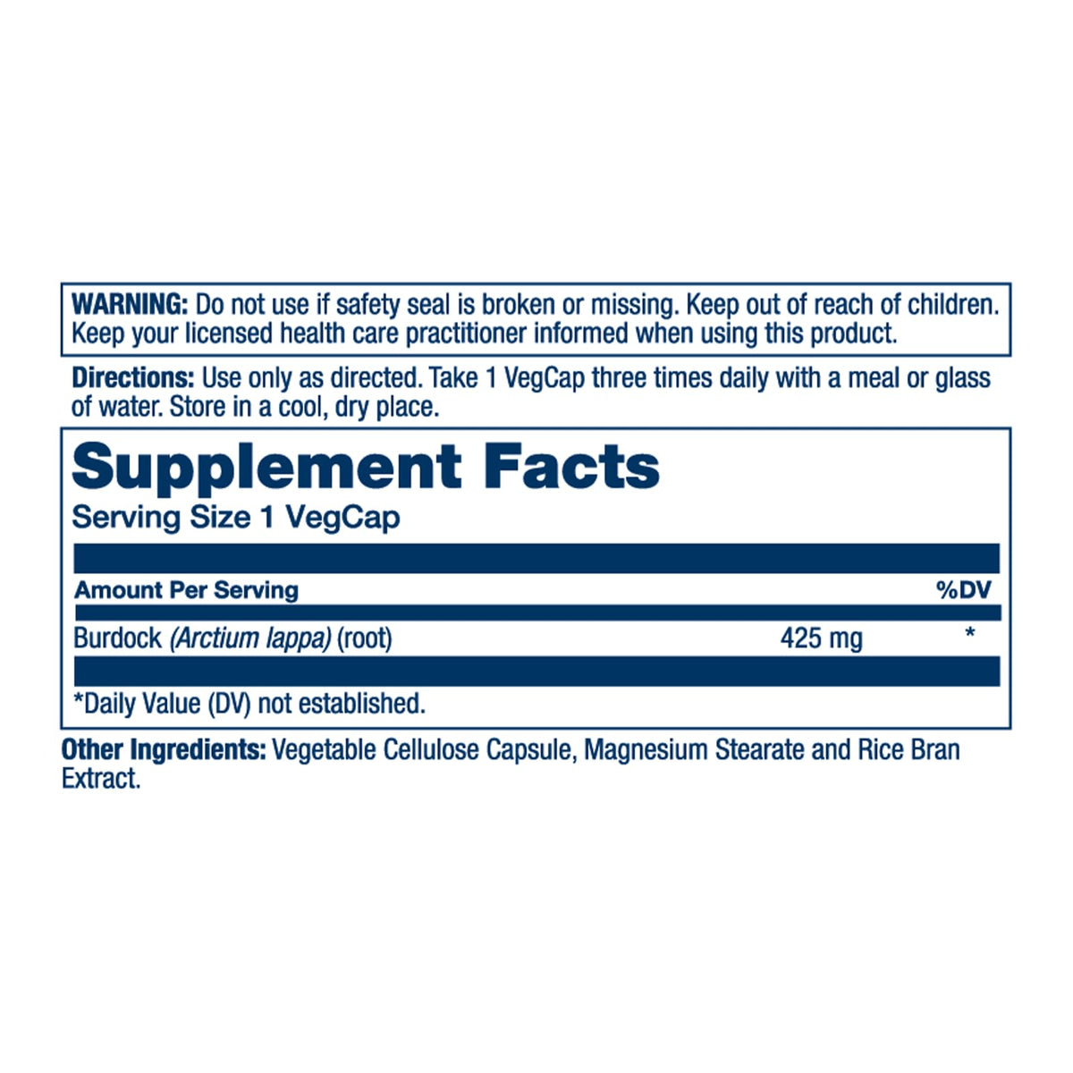 Solaray True Herbs Burdock Root 425 mg - 100 Vegetarian Capsules - image 2