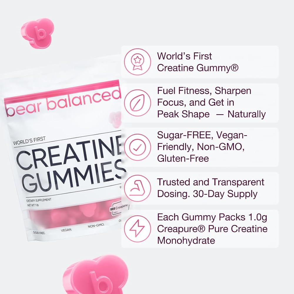 Bear Balanced Creatine Gummies for Men & Women - Creatine Monohydrate