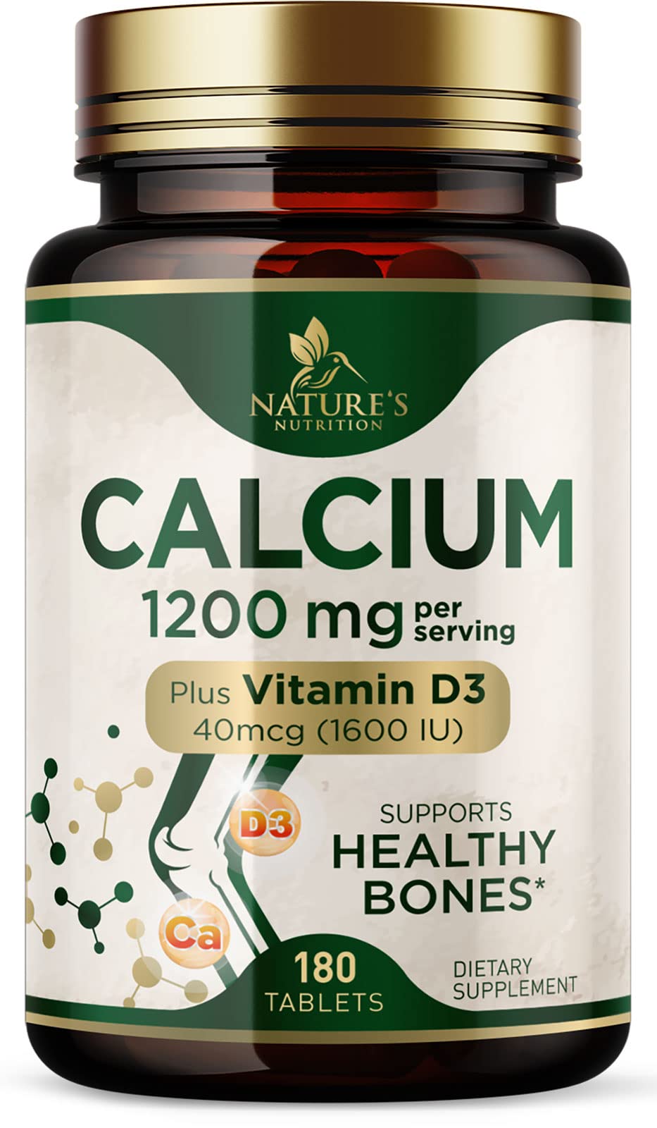 Nature's Nutrition Calcium 1200 mg Per Serving with Vitamin D3 - Bone