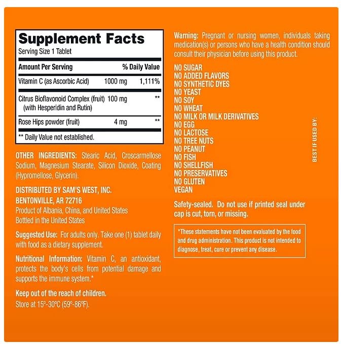 Member's Mark Vitamin C Plus Citrus Bioflavonoids & Rose Hips - 500 Tablets - image 2