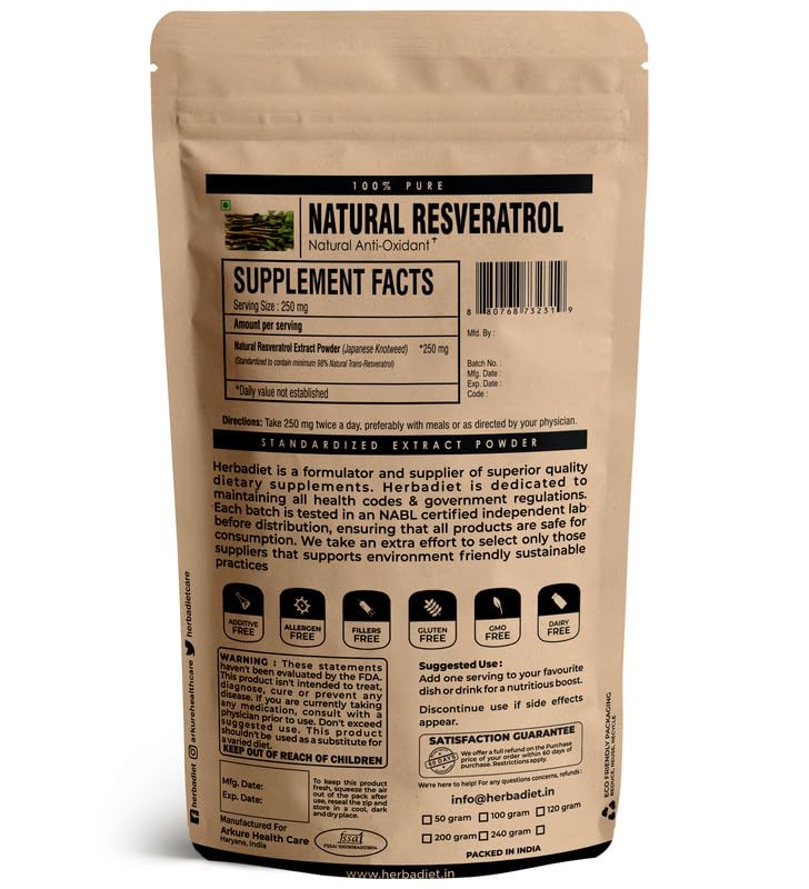 Herbadiet Trans Resveratrol 100% Pure Powder - 25g - image 2