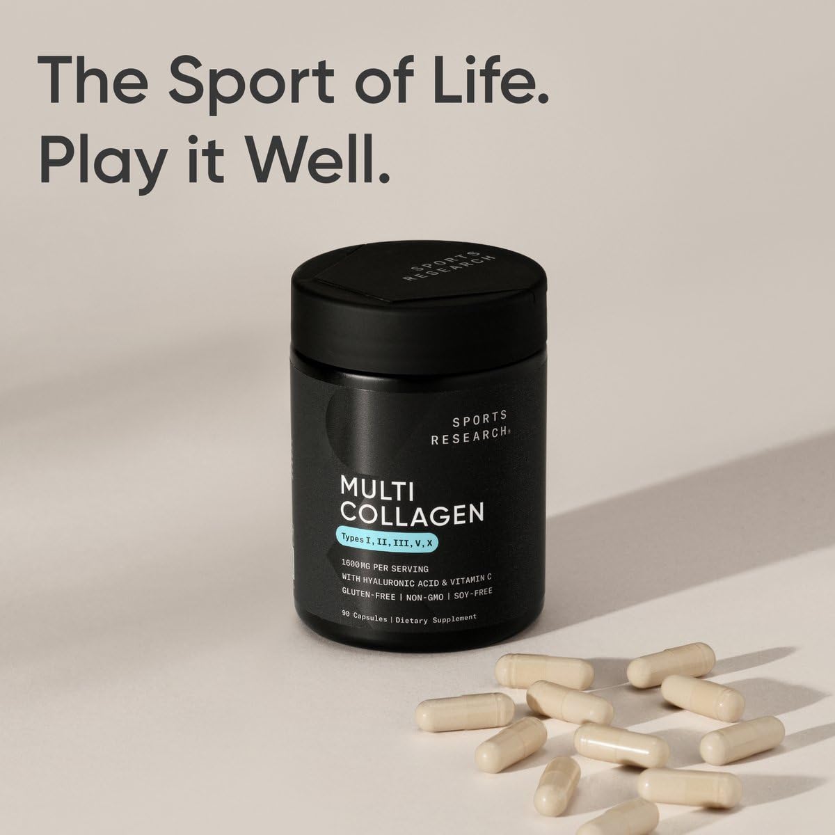 Sports Research Multi Collagen Peptides with Hyaluronic Acid - 90 Capsules - image 7