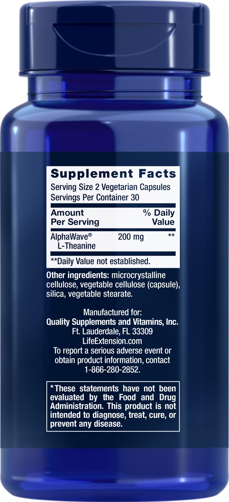 Life Extension L-Theanine Vegetarian Capsules for Relaxation - 120 Count - image 2