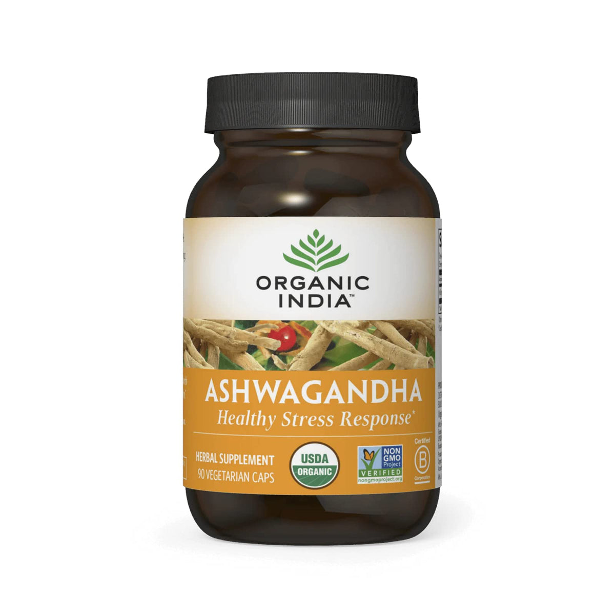 ORGANIC INDIA Ashwagandha Root Capsules Stress Relief - 90 Capsules
