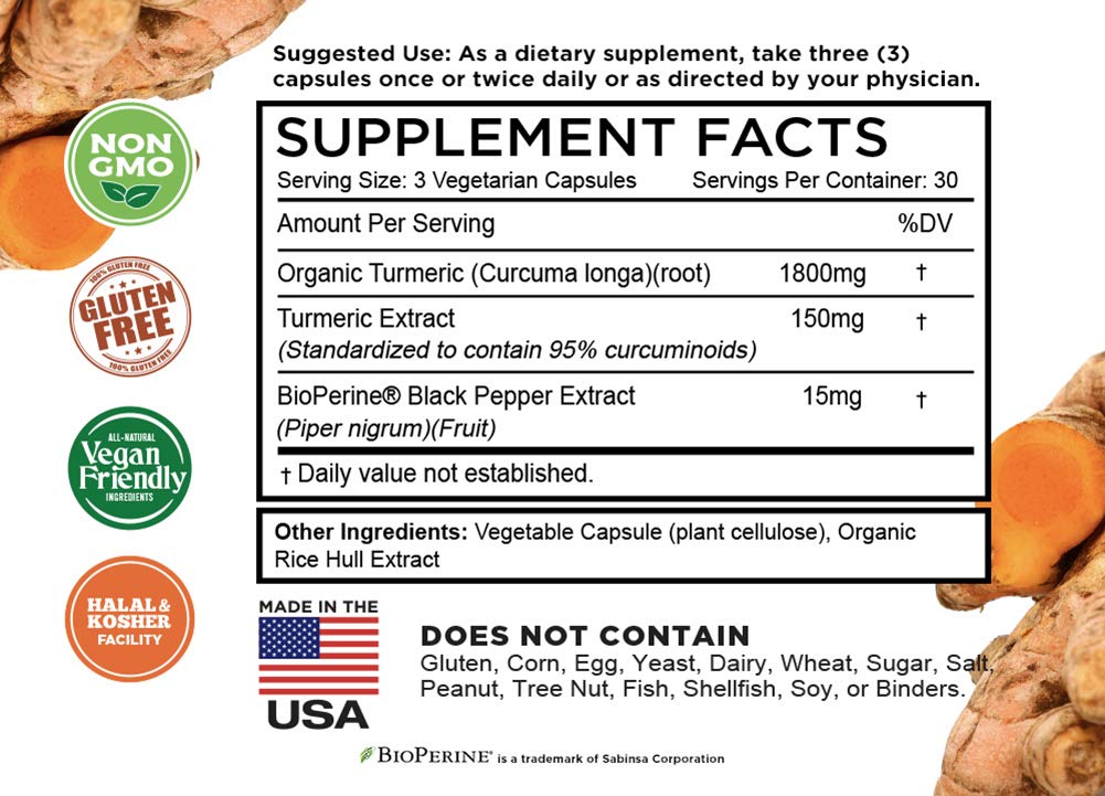 FarmHaven Turmeric Curcumin with BioPerine 1965mg - 90 Capsules - image 6