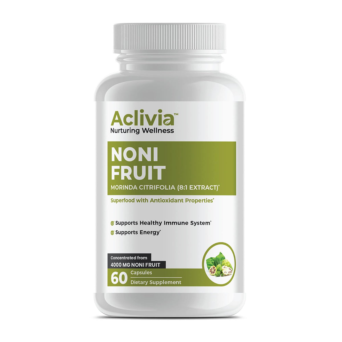Aclivia Hawaiian Noni Fruit Capsules 4000 mg - 60 Count