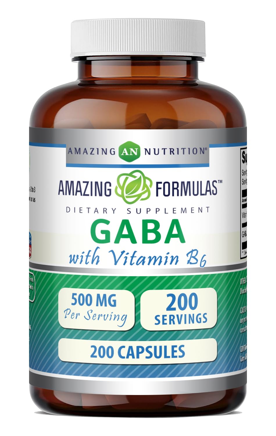 Amazing Nutrition GABA with Vitamin B6 500 mg - 200 Capsules