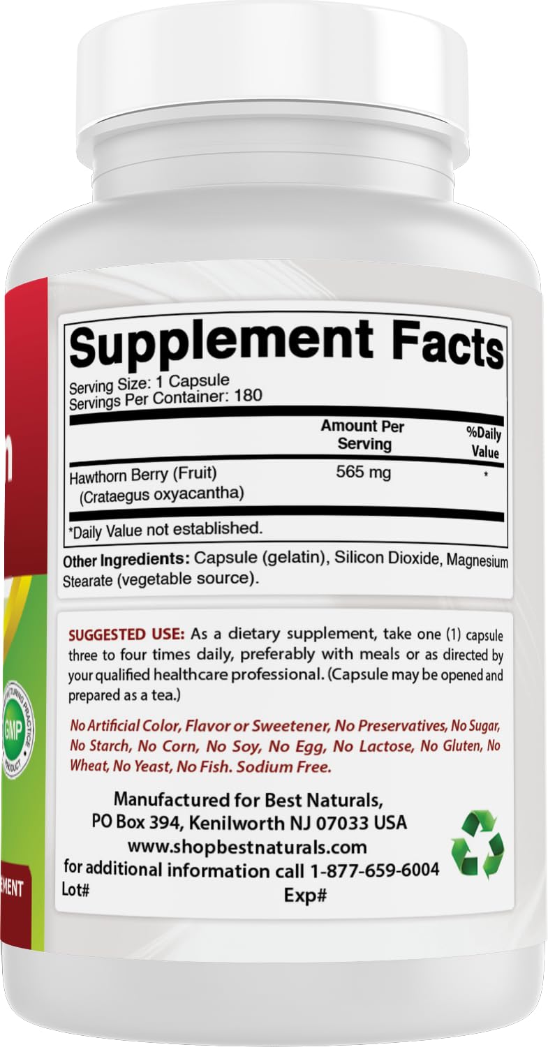 Best Naturals Hawthorn Berry 565 mg - 360 Capsules - image 6