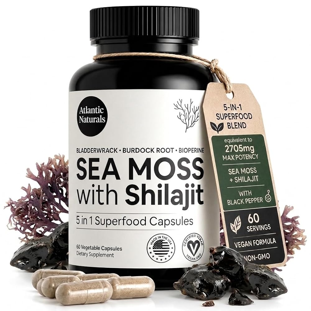 Atlantic Naturals Irish Sea Moss & Shilajit Capsules - 60 Count
