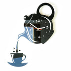 FLEXISTYLE Modern Kitchen Wall Clock Cup and Jug Black - 45x45 cm