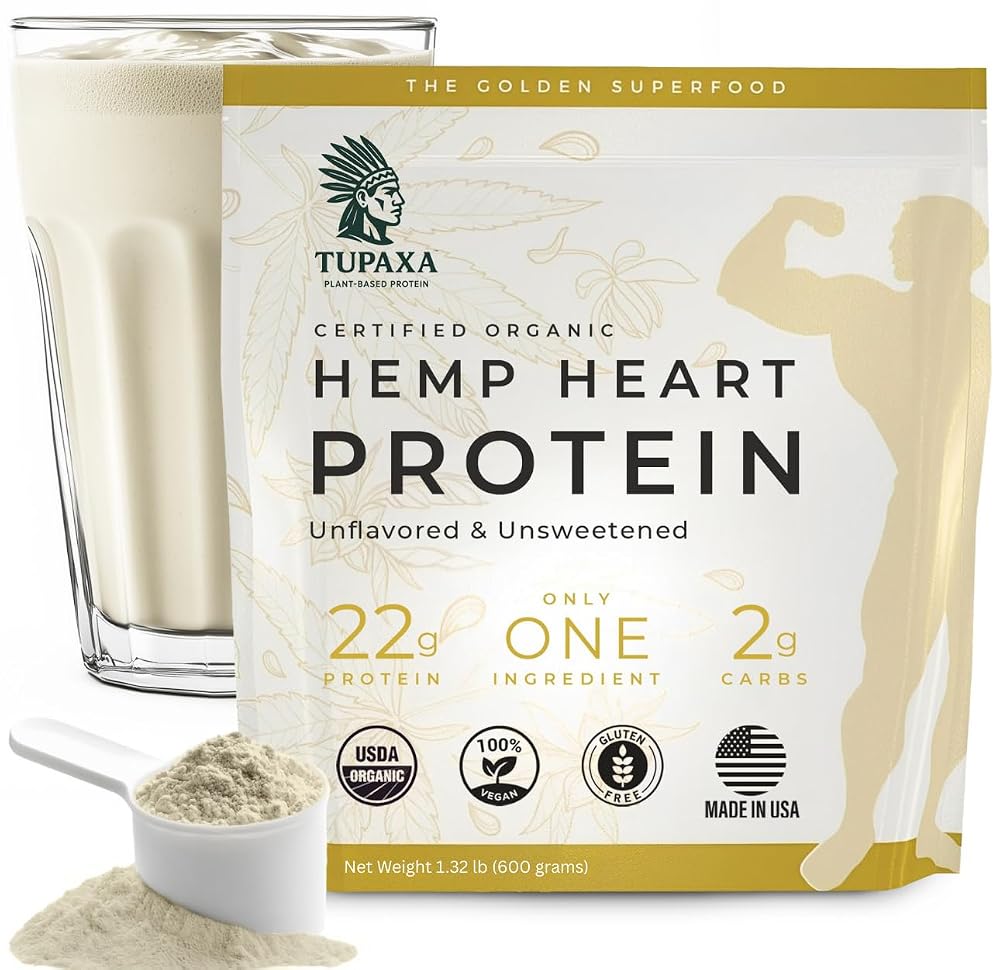 TUPAXA USDA Organic Hemp Protein Powder for Women & Men - Unflavored