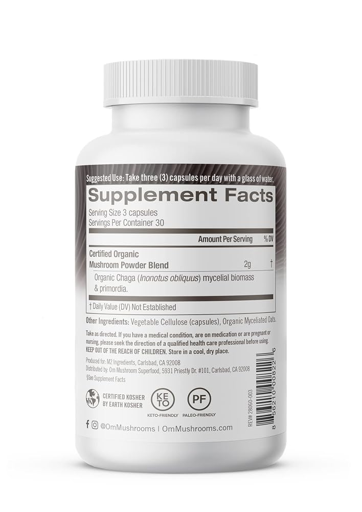 OM Mushroom Superfood Chaga Mushroom Capsules Immune Support - 90 Count - image 9