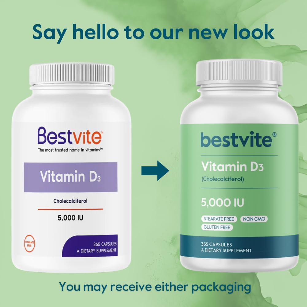 BESTVITE Vitamin D3 5000 IU - 365 Capsules - image 3