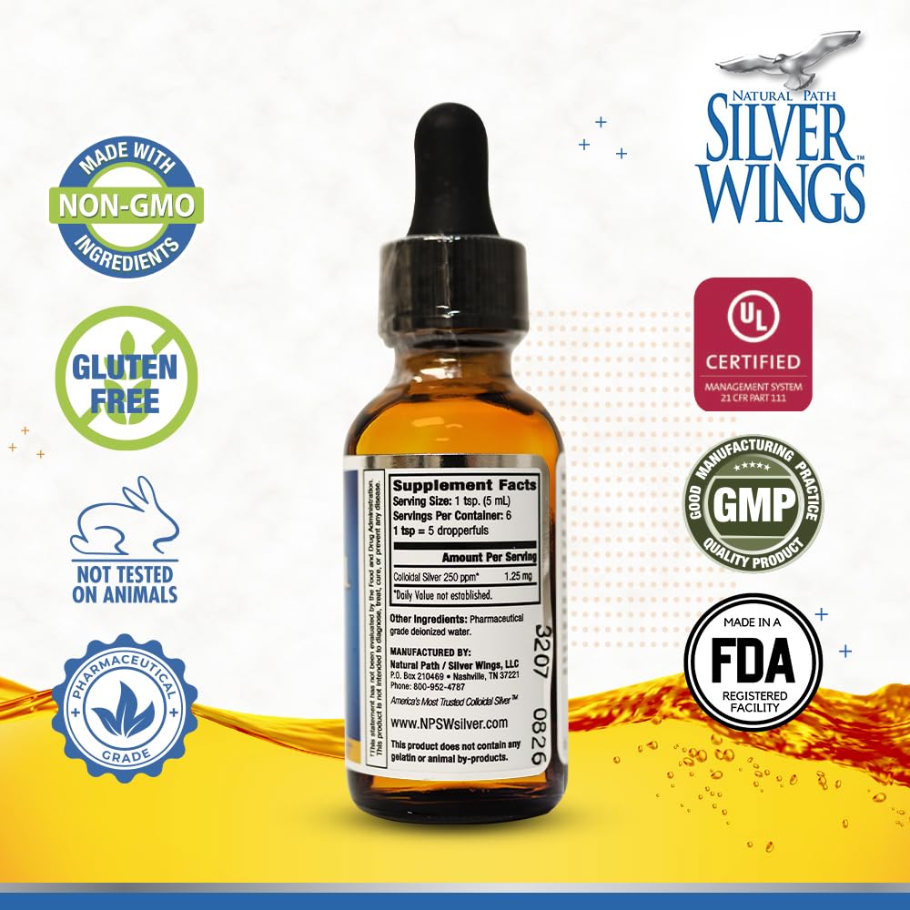 Natural Path Silver Wings Colloidal Silver 250ppm 32oz - Premium