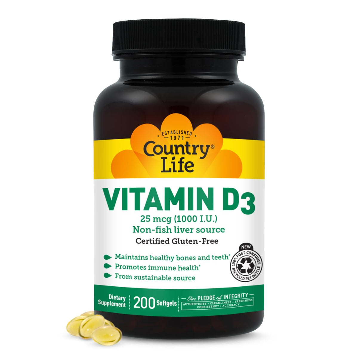 Country Life Vitamin D3 1000 IU - 200 Softgels