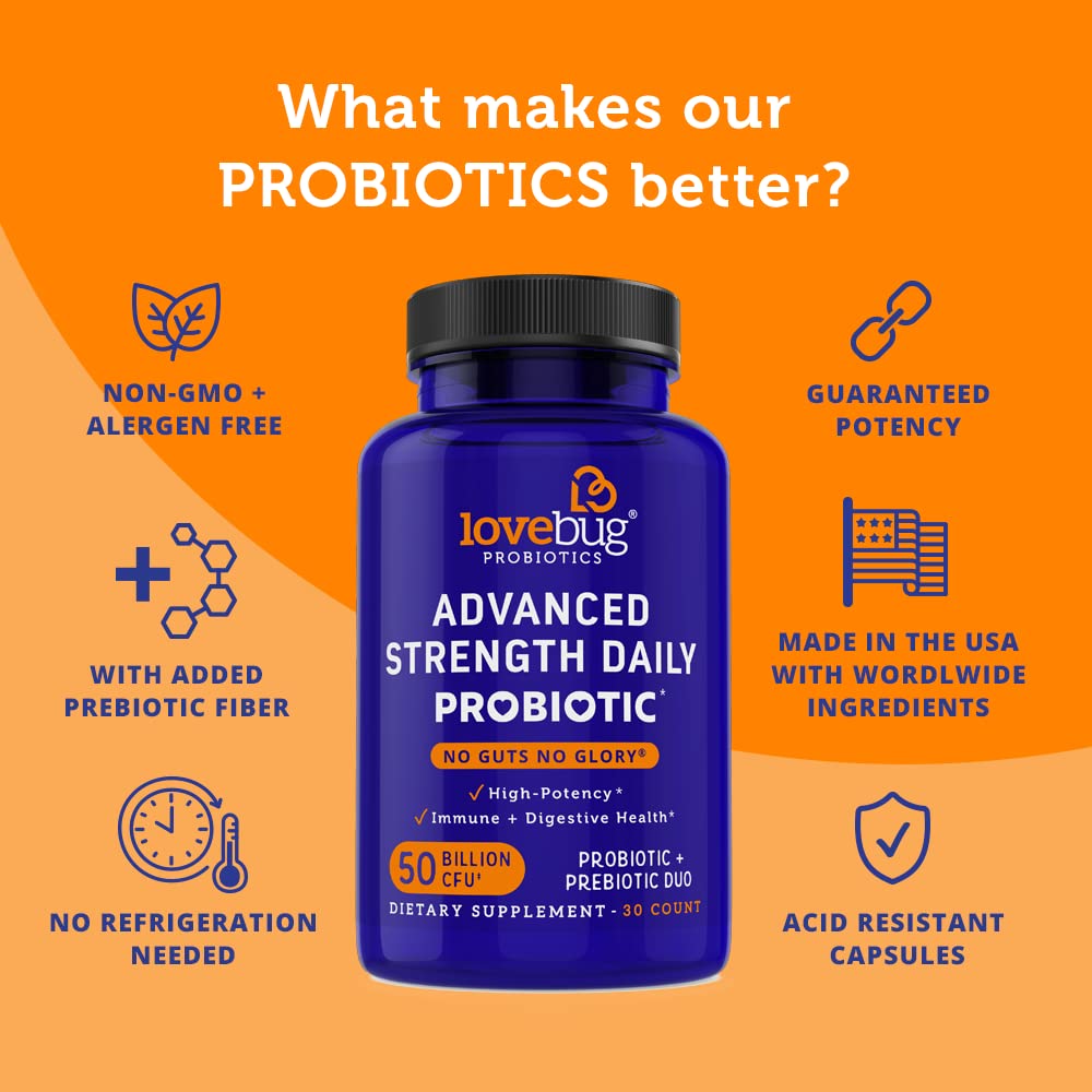 LOVEBUG Probiotic and Prebiotic Digestive Health Supplement - 60 Capsules - image 3