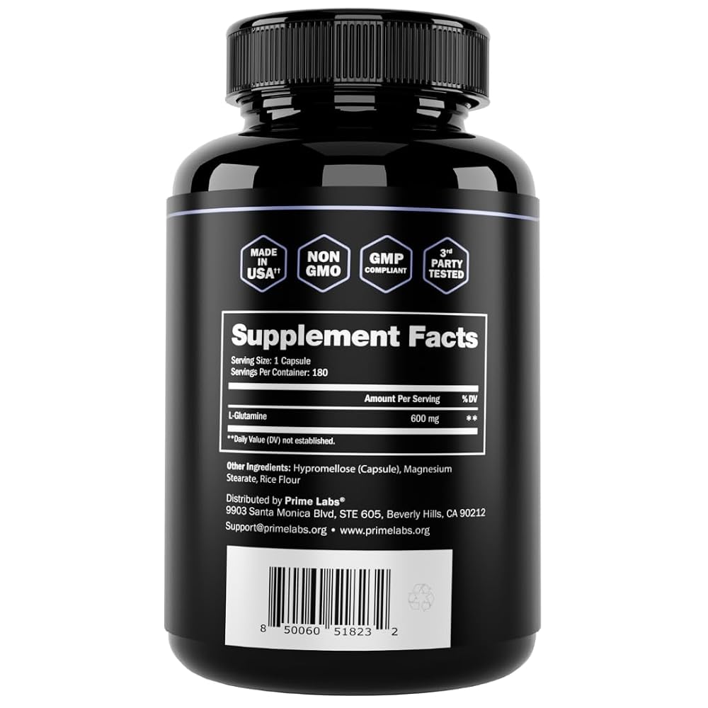 Prime Labs L-Glutamine 600 mg Capsules - 180 Count - image 8