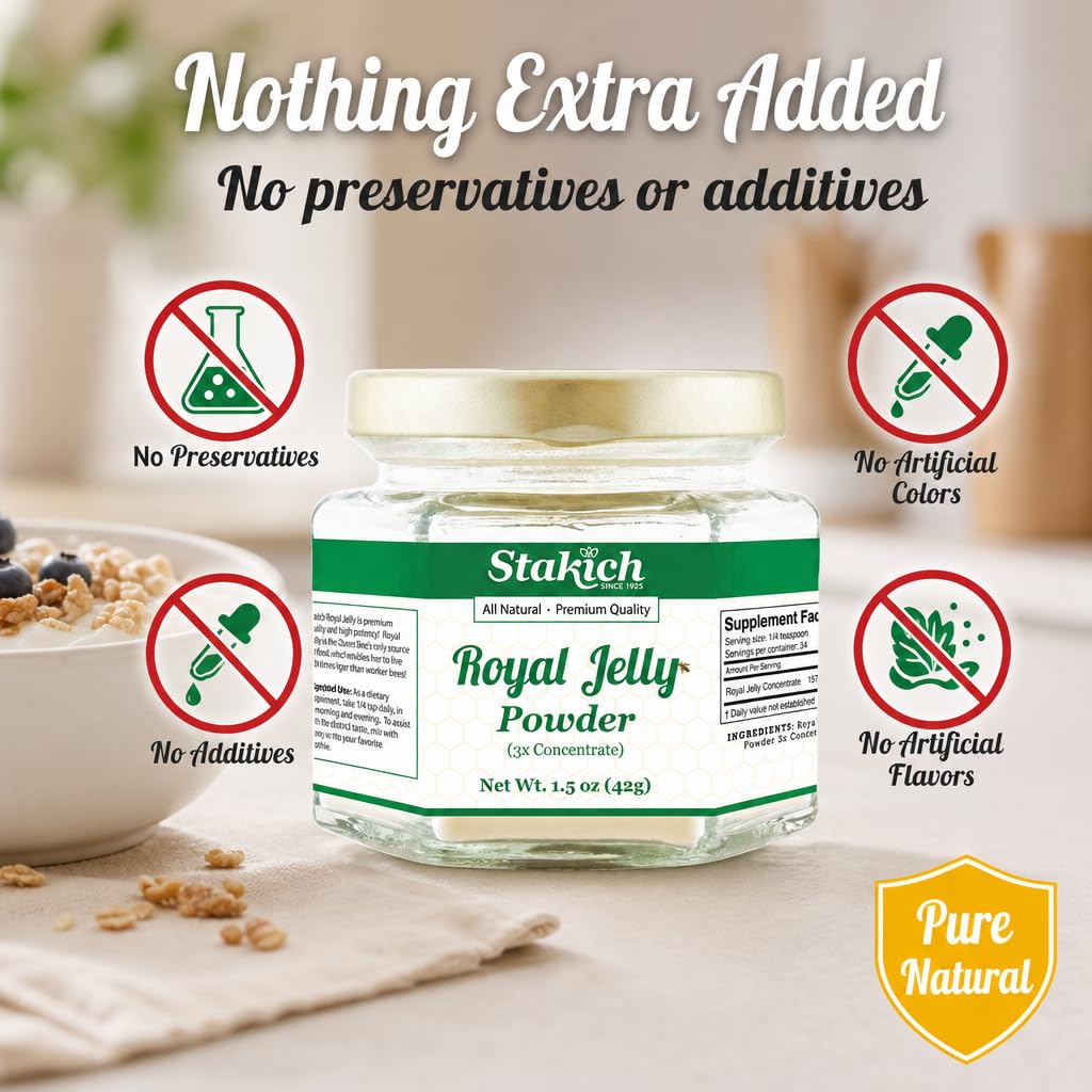 Stakich Freeze Dried Fresh Royal Jelly Powder - 3X Concentrate