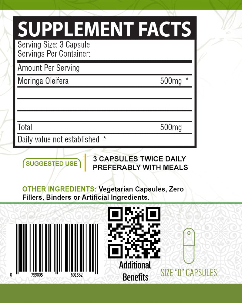NutreeVit 100% Organic Moringa Capsules - 60 Count - image 3