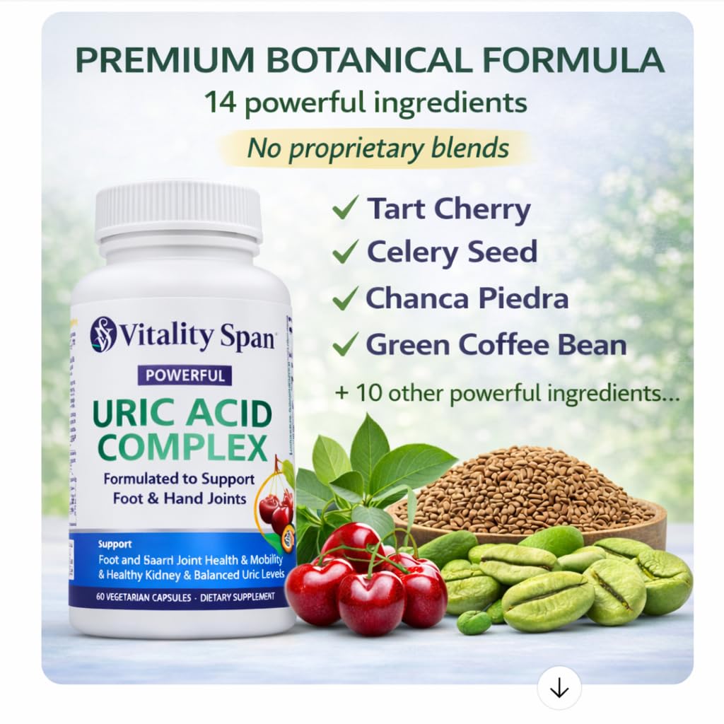 Vitality Span Uric Acid Support with Tart Cherry & Chanca Piedra - 60 Capsules - image 2