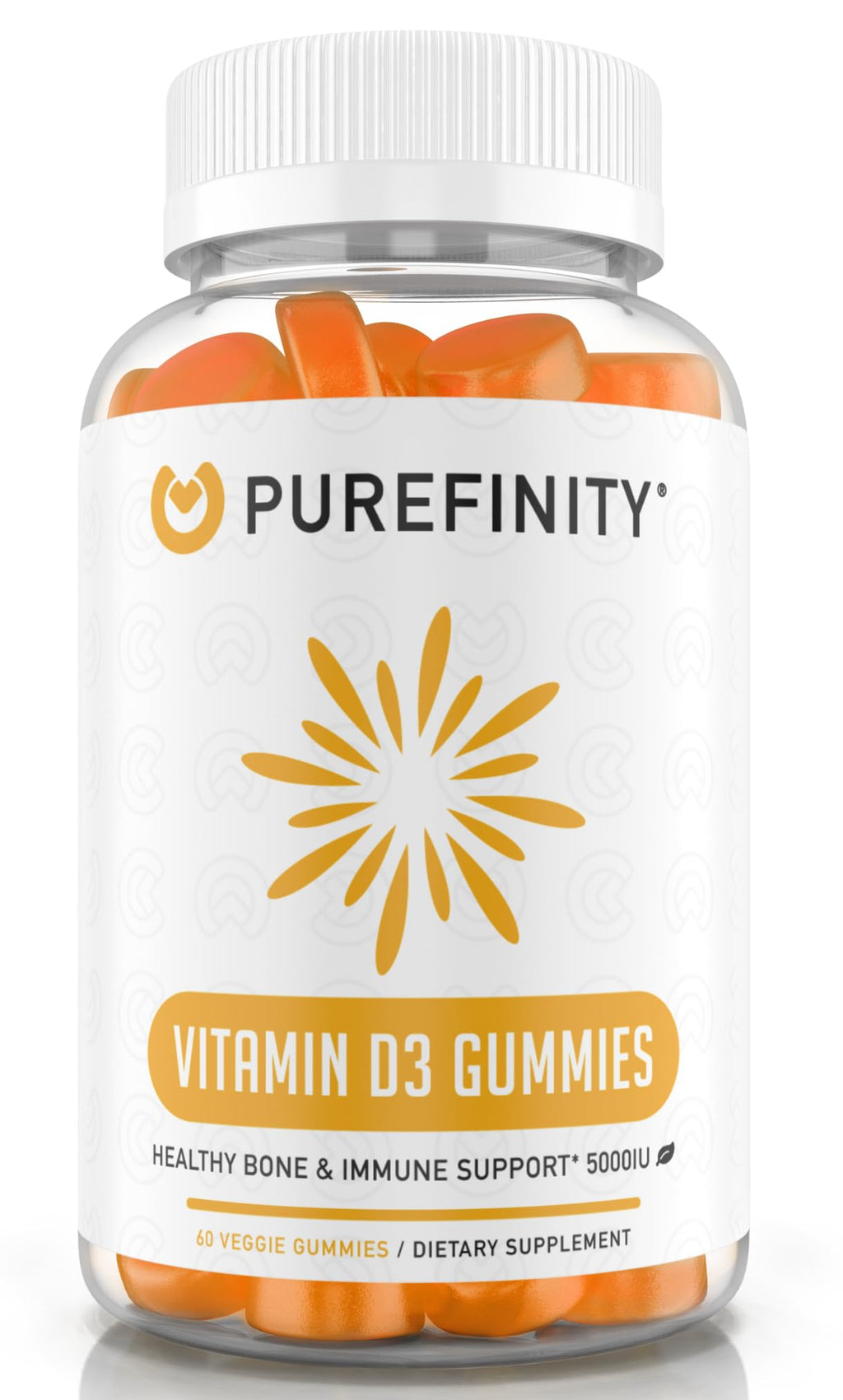 PUREFINITY Vitamin D3 5000 IU Gummies - 60 Veggie Gummies
