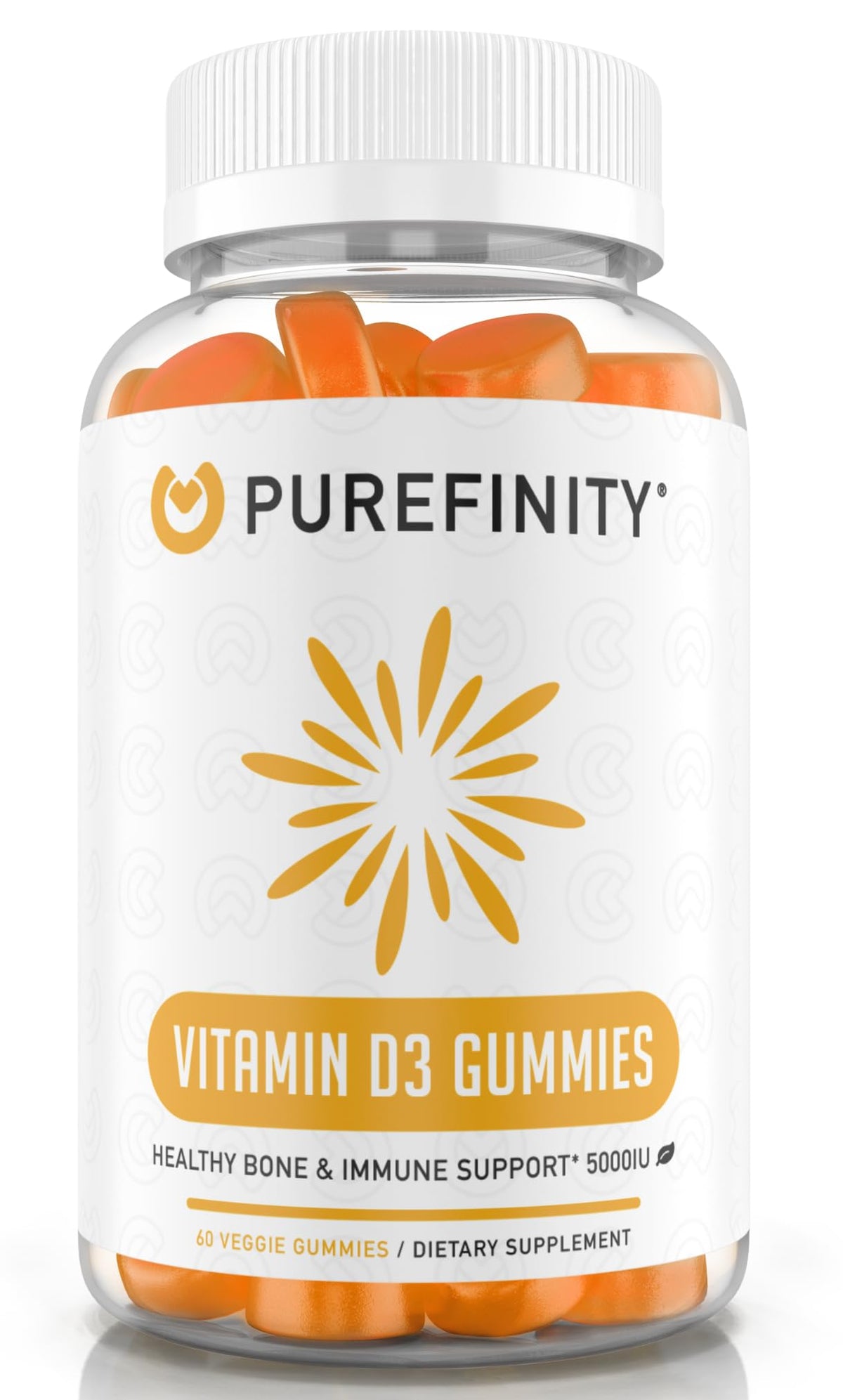 PUREFINITY Vitamin D3 5000 IU Gummies - 60 Veggie Gummies