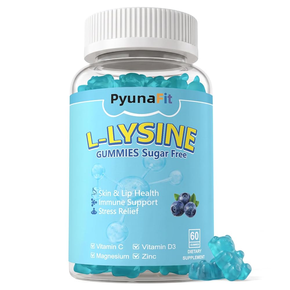PYUNAFIT L-Lysine Gummies 1000mg 5-in-1 Formula - 60 Gummies