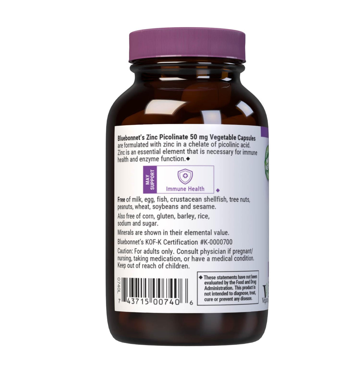 Bluebonnet Nutrition Zinc Picolinate 50 mg Vegetable Capsules